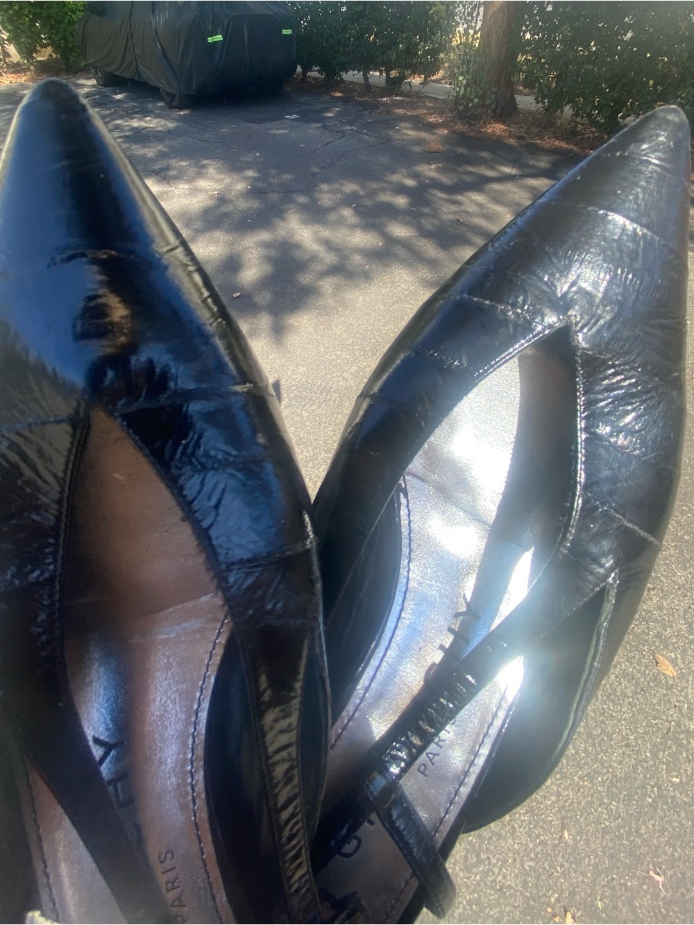 Givenchy Glossy Black Slingback kitten Heels